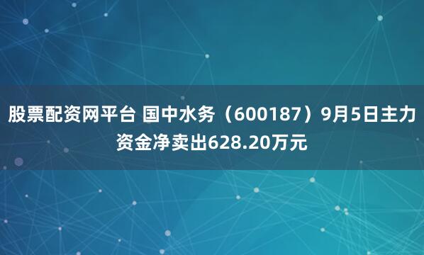 股票配资网平台 国中水务(600187)9月5日主力资金净卖出628.20万元