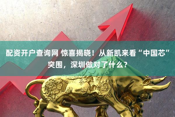 配资开户查询网 惊喜揭晓！从新凯来看“中国芯”突围，深圳做对了什么？
